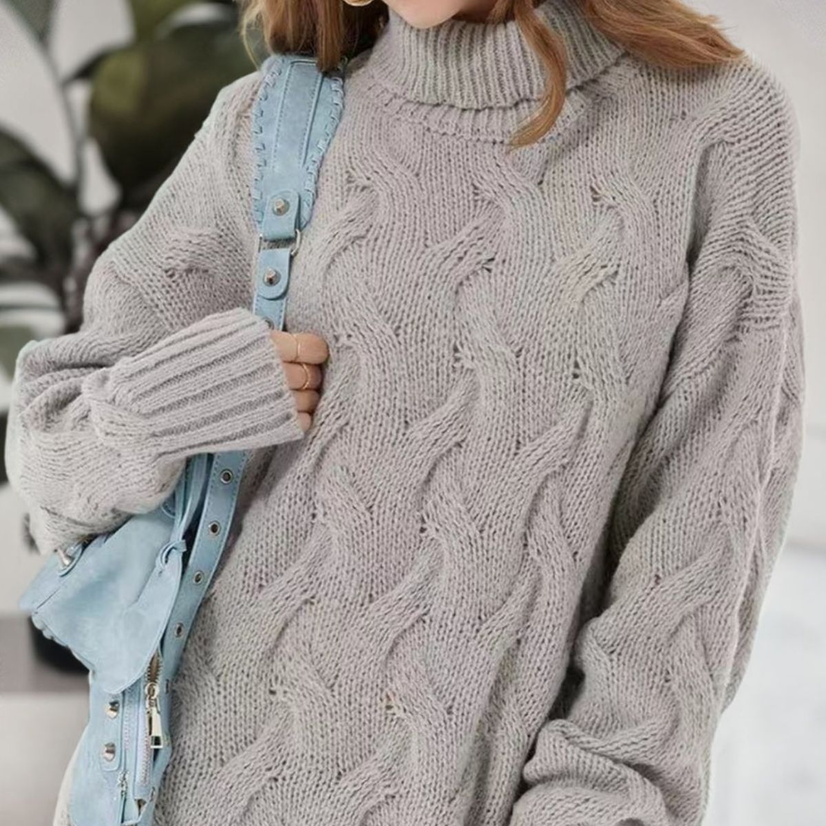 Cable-Knit Turtleneck Sweater Dress by Y*X – view 5