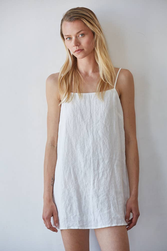 linen dress spaghetti strap Adele Linen Slip Dress - 12