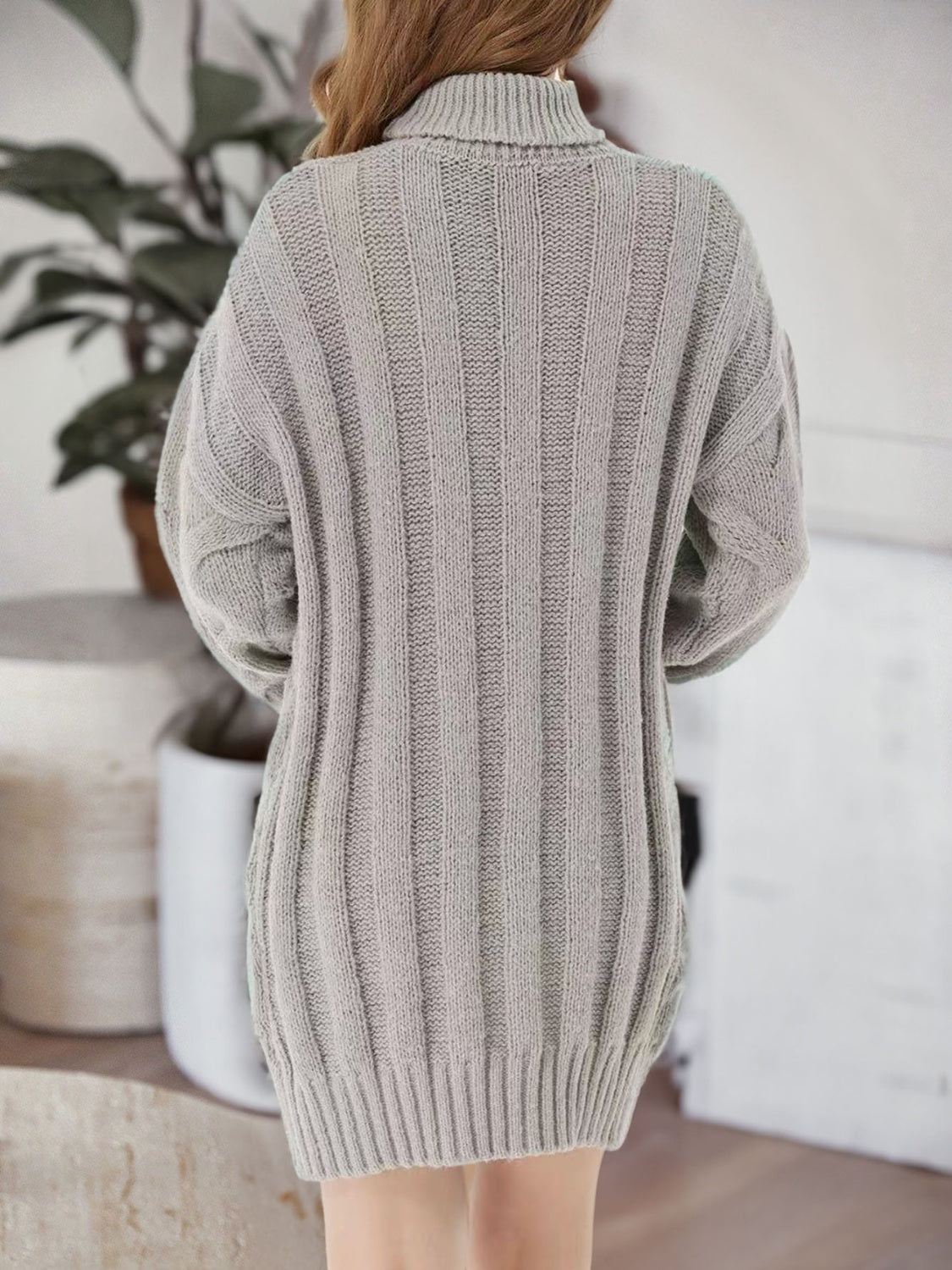 Cable-Knit Turtleneck Sweater Dress by Y*X – view 6