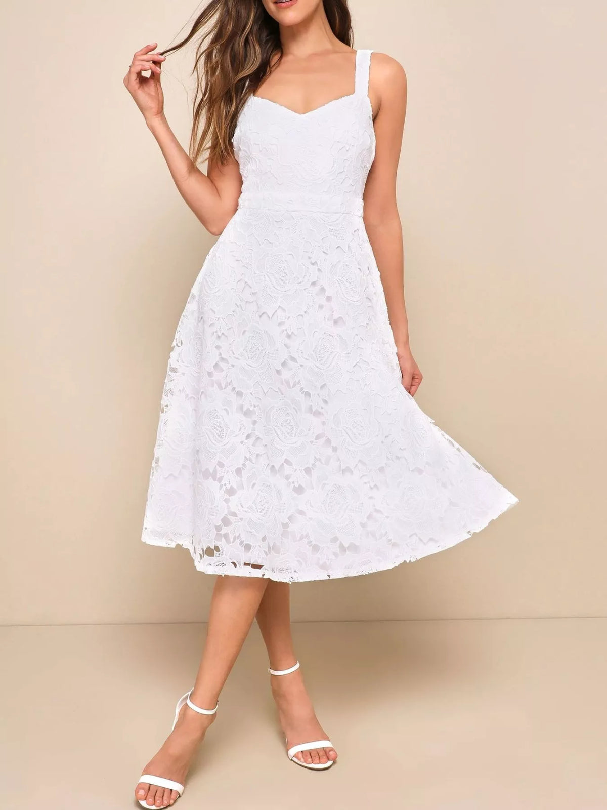 Lace A-Line Midi Dress by Elegant Edge