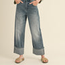 Straight Leg Cuffed Hem Jeans