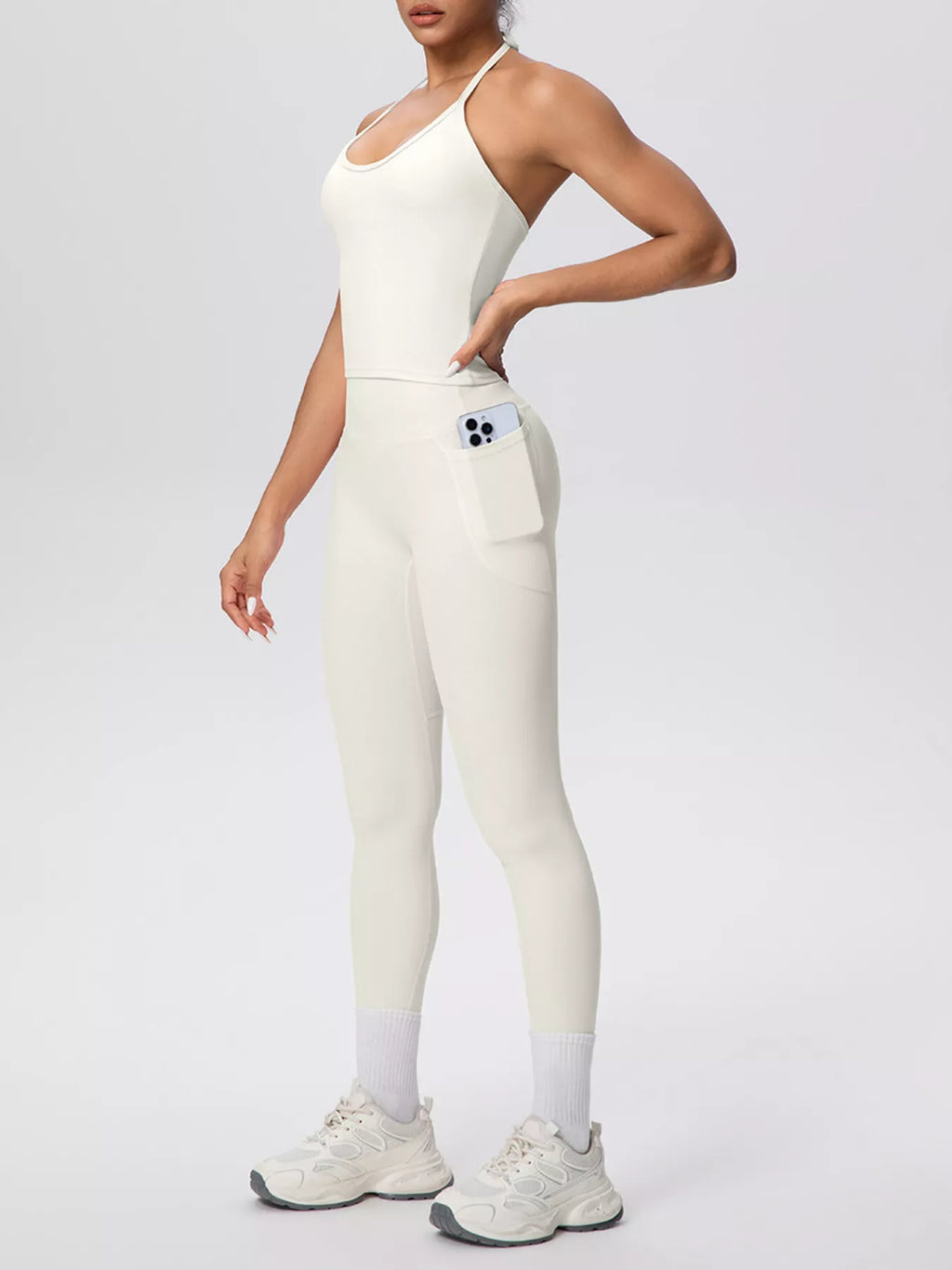 Halter Neck Cami and High-Waisted Leggings Active Set by Lucifera