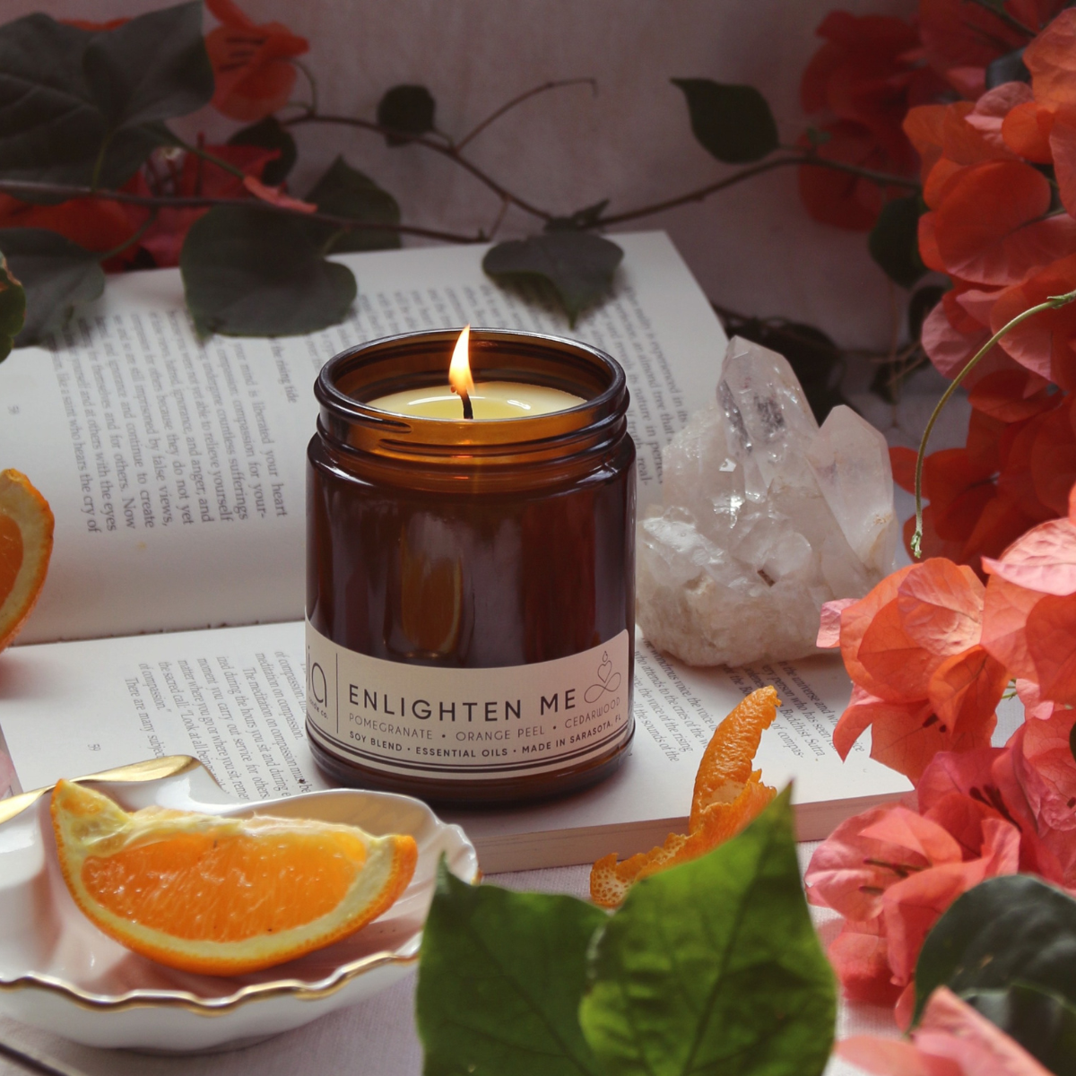 Enlighten Me Soy Blend Candle — Orange Peel, Pomegranate & Vanilla by Bia Candle Co – view 8