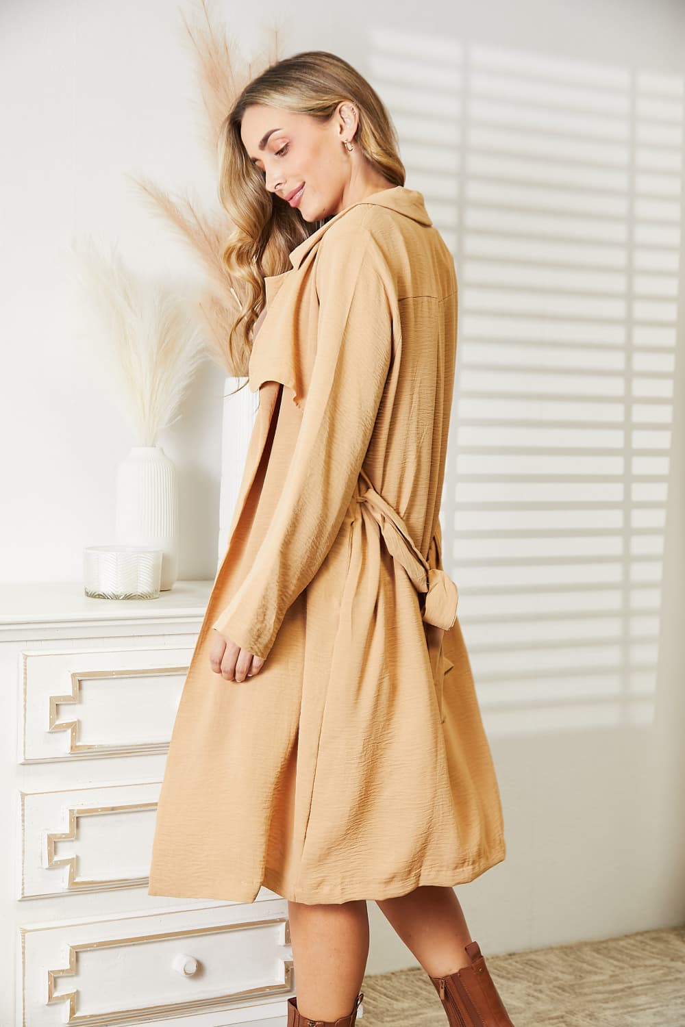 Culture Code Full Size Tied Trench Coat with Pockets – view 6