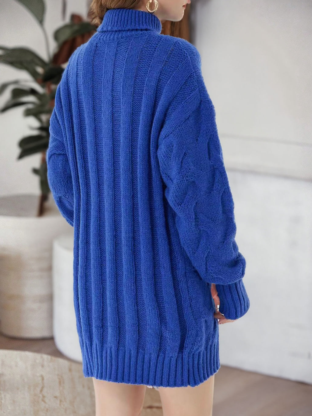 Cable-Knit Turtleneck Sweater Dress by Y*X – view 3