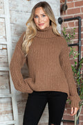 Turtleneck Dropped Shoulder Pullover Sweater by Y*X
