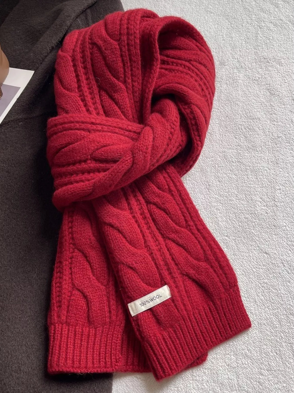 Wool Cable Knit Winter Scarf – view 10