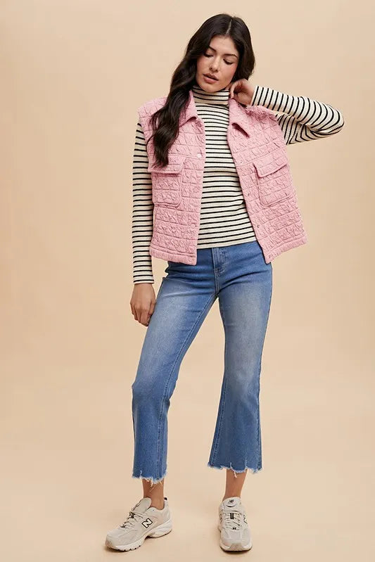Annie Wear Texture Quilted Snap Down Vest Coat – view 5