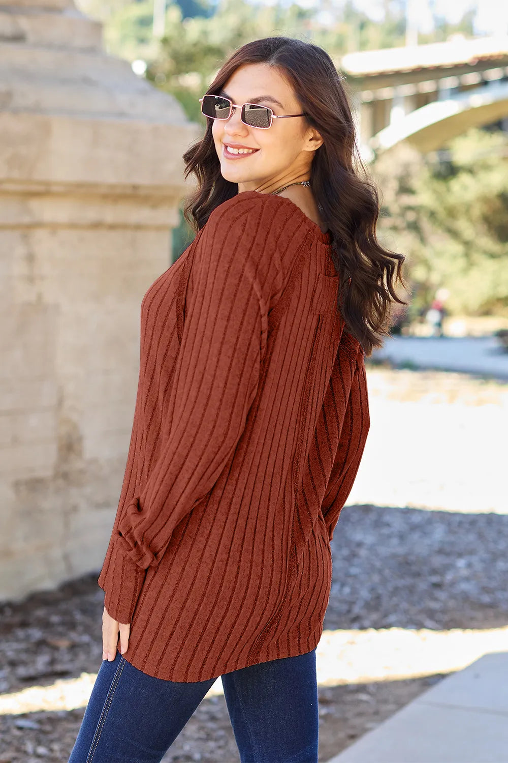 Basic Bae Full Size Ribbed Round Neck Long Sleeve Knit Top – view 12