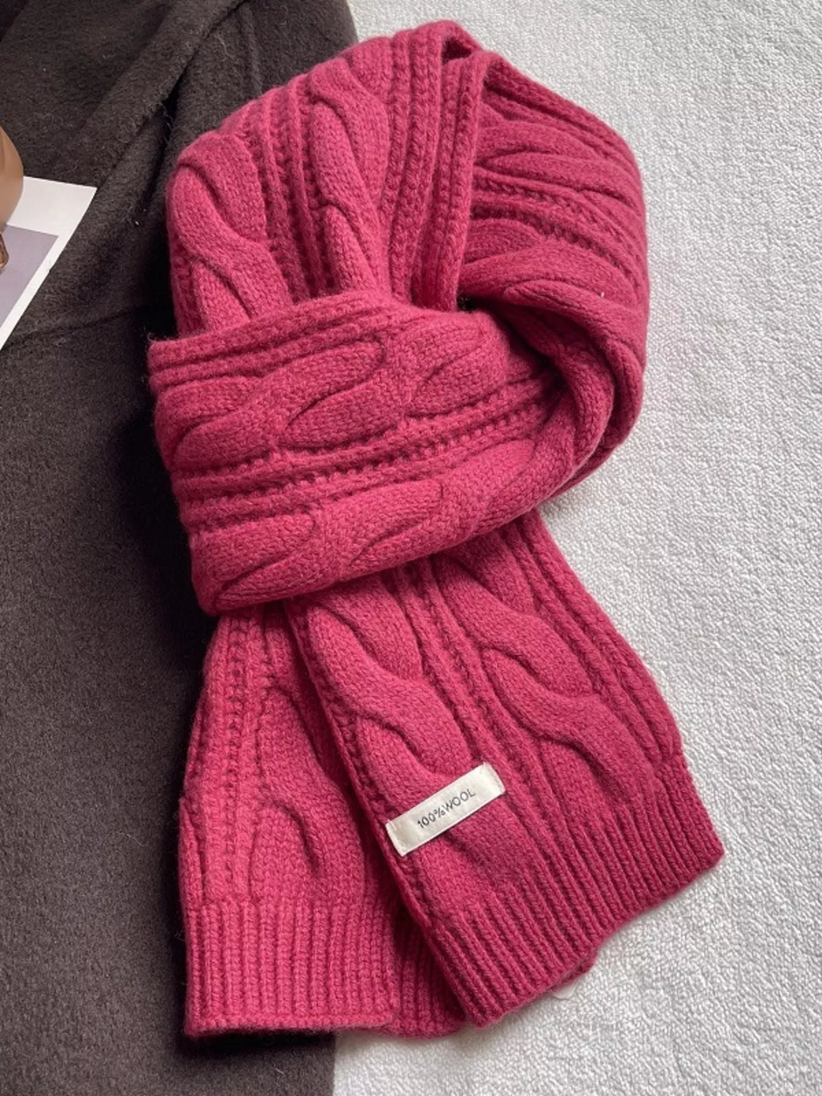 Wool Cable Knit Winter Scarf – view 11