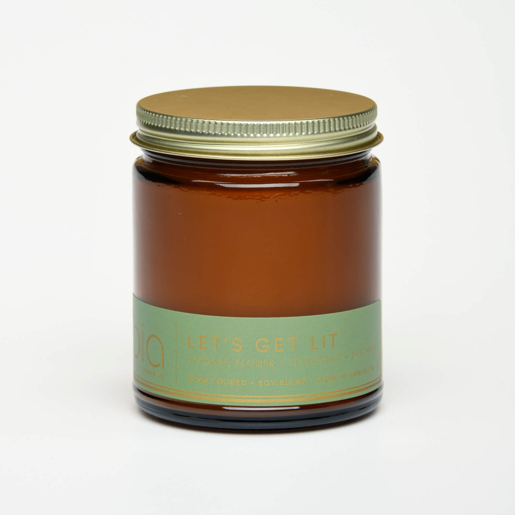 Let's Get Lit Soy Blend Classic Candle — Cannabis, Grapefruit & Rhubarb by Bia Candle Co – view 3