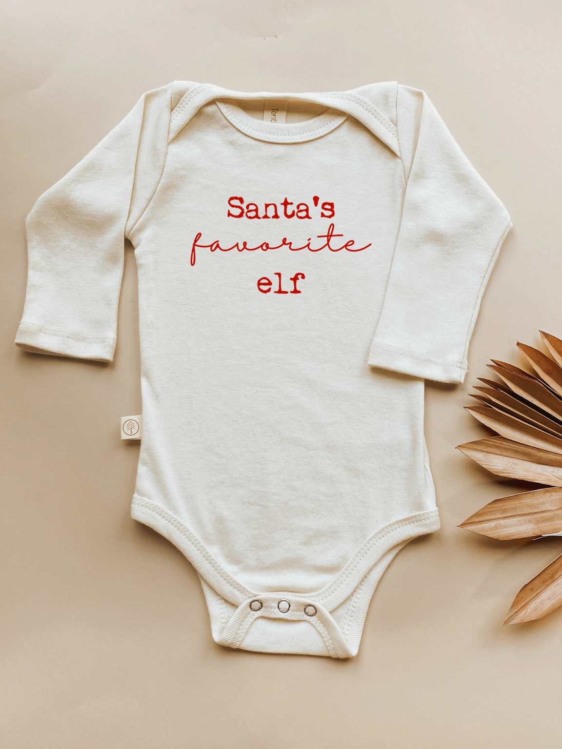 Santa's Favorite Elf Organic Baby Bodysuit Long Sleeve by Tenth & Pine – view 4