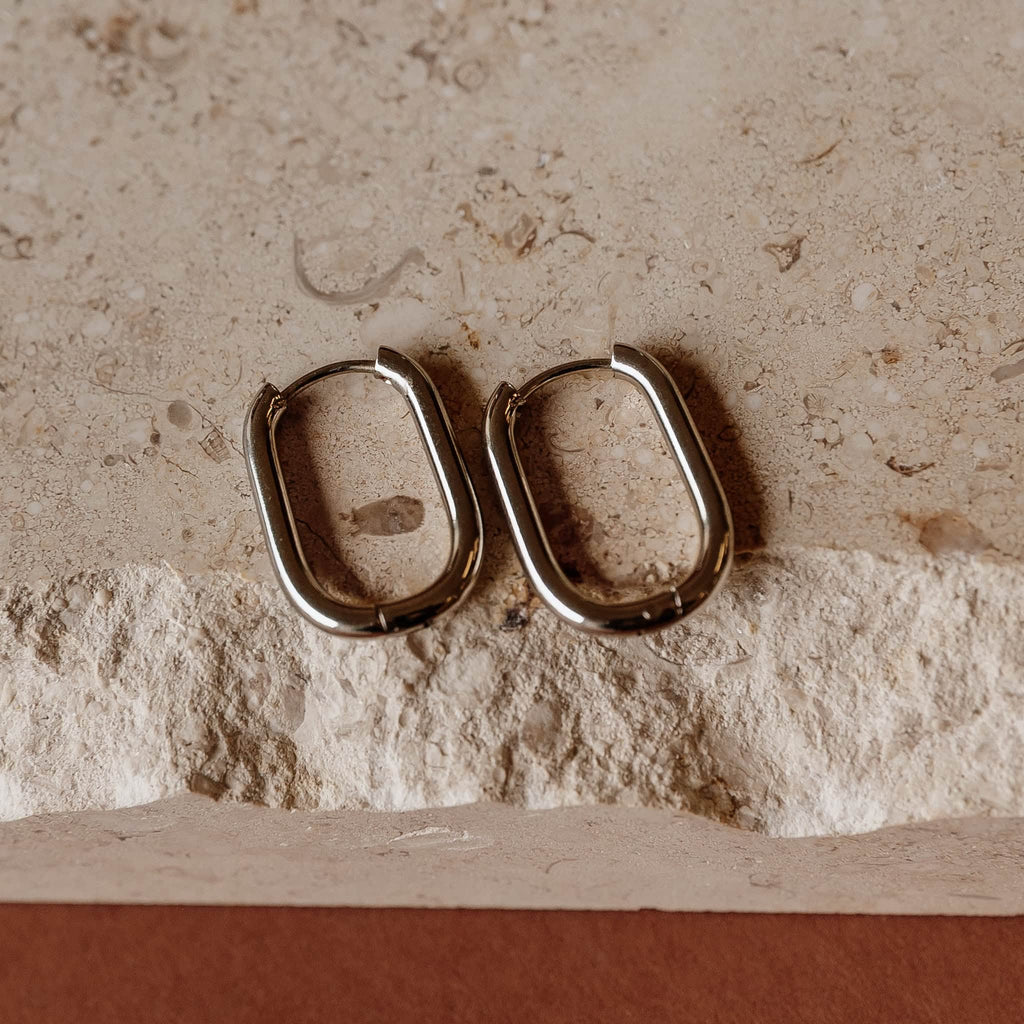 Rectangle Everyday Hoop Earrings by Sela Designs – view 3