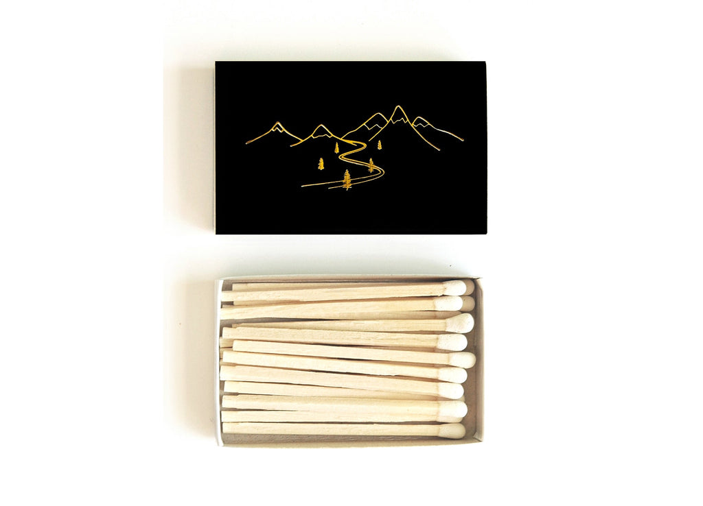 Snow Capped Mountains Gold Foil Matchbox | Hygge Gift | Cozy Candle Tool by Studio Portmanteau – view 11