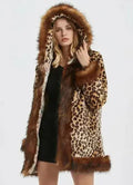 Leopard Print Jacket with Faux Fur Collar