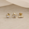Pearl CZ Diamond Stud Earring Set