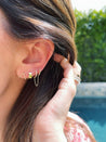 Diamond Double Huggie Chain Earring